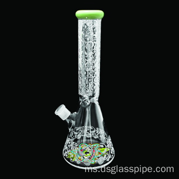 Mulut warna disesuaikan warna sandblasted Serface Design High Borosilice Glass Water Pipe With Clear Bowl and Downstem